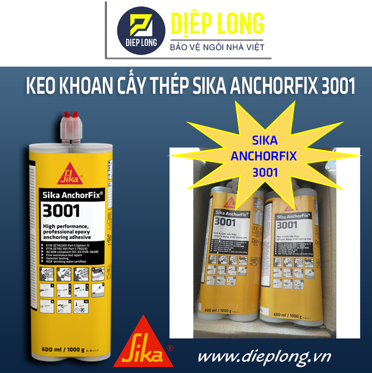 Keo Khoan cấy thép Sika Anchorfix 3001 chính hãng tại Tphcm - Bình Dương